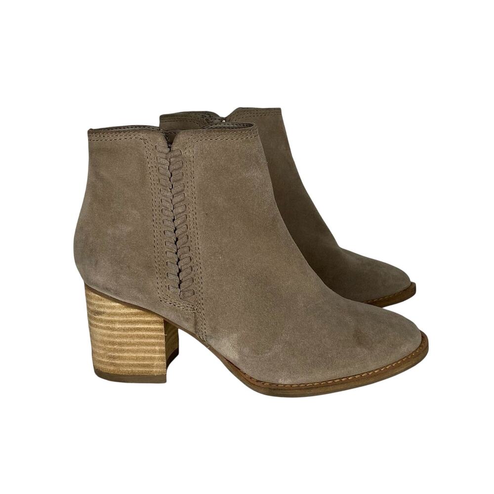 Blondo Nina Ankle Boots Grey Brown Tan Suede Block Heeled Bootie 6.5